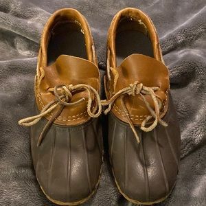 LL Bean Boots Rubber Moc Duck Shoes Leather Brown Tan Women’s Size 7
